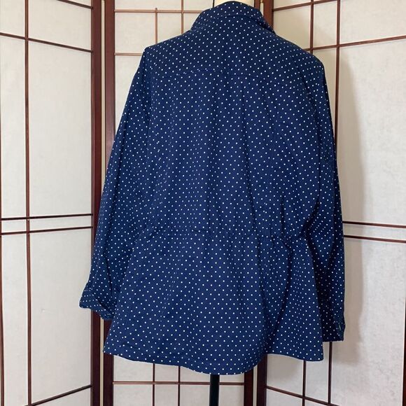 Talbots Plus Navy Blue polkadot buttoned up jacket 2X - Picture 3 of 12